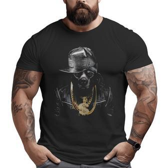 Black Pit Bull Rapper As Hip Hop Artist Dog Big and Tall Men T-shirt | Mazezy UK