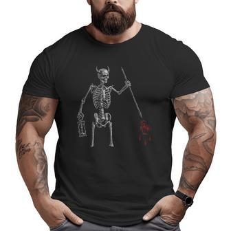 Blackbeard Pirate Skeleton Caribbean Battle Flag Big and Tall Men T-shirt | Mazezy