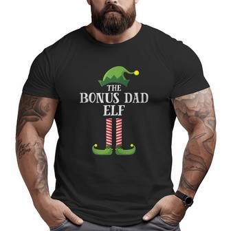 Bonus Dad Elf Matching Family Group Christmas Party Pajama Big and Tall Men T-shirt | Mazezy UK