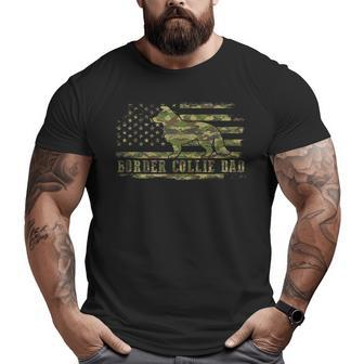 Border Collie Dad Camouflage American Flag Patriotic Dog Big and Tall Men T-shirt | Mazezy