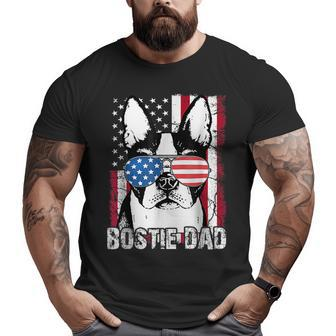 Bostie Dad Boston Terrier Fathers Day Usa Flag 4Th Big and Tall Men T-shirt | Mazezy