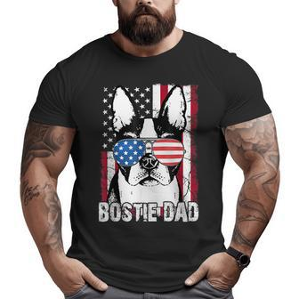 Bostie Dad Boston Terrier Fathers Day Usa Flag 4Th July Big and Tall Men T-shirt | Mazezy DE