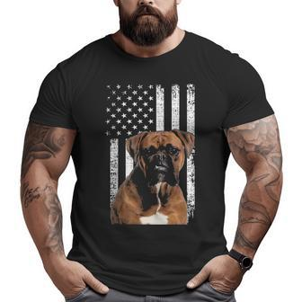 Boxer Dog American Flag Boxer Dad With Us Flag Big and Tall Men T-shirt | Mazezy