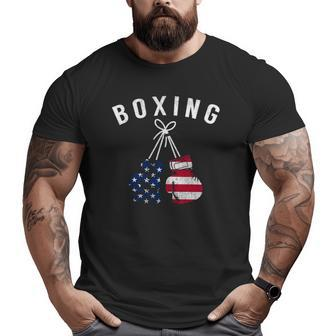 Boxing For Him Dad Men Box Gloves American Flag Usa Big and Tall Men T-shirt | Mazezy