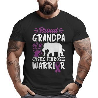 Brave I Grandpa I Cystic Fibrosis I Ribbon & Elephant Big and Tall Men T-shirt | Mazezy