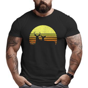 Buck Mule Deer Hunting Dad Vintage Retro Sun Bow Hunter Big and Tall Men T-shirt | Mazezy