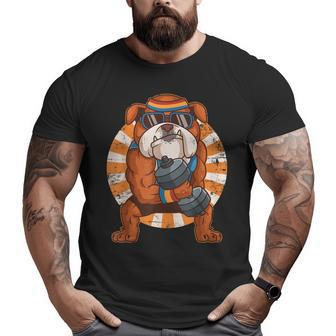 Bulldog Weightlifting Workout Gym Training Dog Lovers Big and Tall Men T-shirt | Mazezy