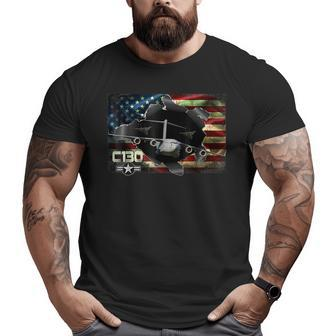 C130 Hercules Air Force Military Veteran Pride Us Flagusaf Big and Tall Men T-shirt | Mazezy
