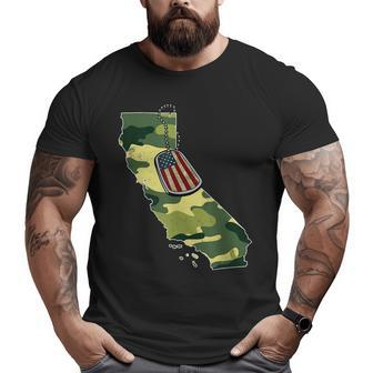 California Camouflage Veteran Pride Big and Tall Men T-shirt | Mazezy