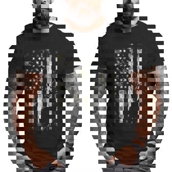 Camo American Flag Deer Elk Buck Hunting Usa Hunter Big and Tall Men T-shirt | Mazezy