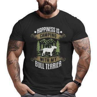 Camping With Bull Terrier Camp Lover Camping And Dogs Big and Tall Men T-shirt | Mazezy