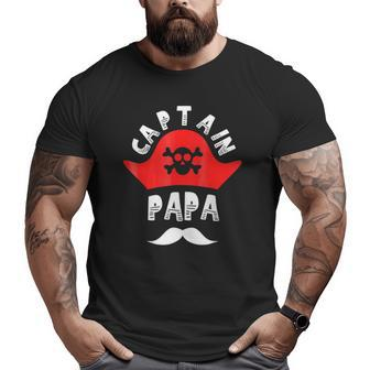 Captain Papa Pirate Skull And Crossbones Big and Tall Men T-shirt | Mazezy