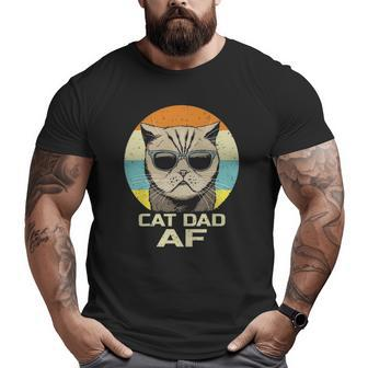 Cat Dad Af Vintage Retro Fathers Day Big and Tall Men T-shirt | Mazezy