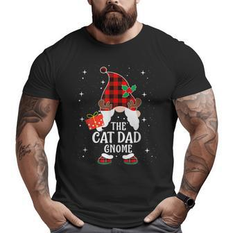 Cat Dad Gnome Buffalo Plaid Matching Family Christmas Pajama Big and Tall Men T-shirt | Mazezy