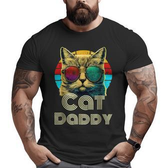 Cat Daddy Retro Cat Dad 80S 90S Vintage Father Day 2023 Big and Tall Men T-shirt | Mazezy