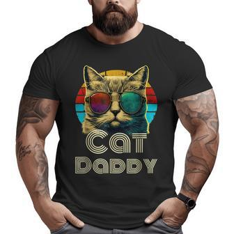 Cat Daddy Retro Cat Dad 80S 90S Vintage Fathers Day Big and Tall Men T-shirt | Mazezy