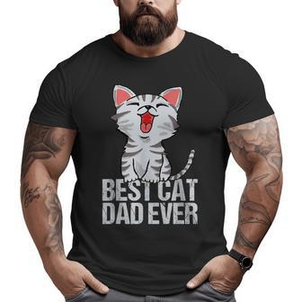 Cat Lover Vintage Best Cat Dad Ever Bump Fit Big and Tall Men T-shirt | Mazezy