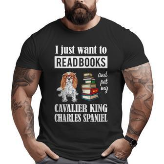 Cavalier King Charles Spaniel Puppy Cute Book Lover Big and Tall Men T-shirt | Mazezy