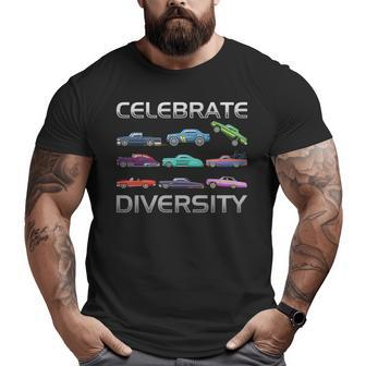 Celebrate Diversity Classic Muscle Apparel Types Muscle Car Big and Tall Men T-shirt | Mazezy