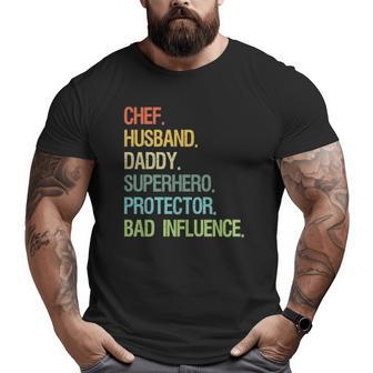 Chef Husband Daddy Superhero Protector Dad Big and Tall Men T-shirt | Mazezy