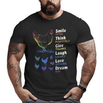 Chicken Smile Often Think Positively Give Thanks Laugh Loudly Love Others Dream Big Big and Tall Men T-shirt | Mazezy