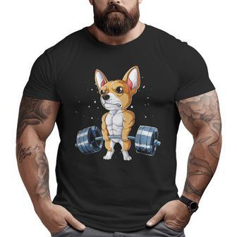 Chihuahua Weightlifting Deadlift Men Fitness Gym Gif Big and Tall Men T-shirt | Mazezy