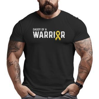 Childhood Cancer Awareness Products Ribbon Warrior Dad Big and Tall Men T-shirt | Mazezy