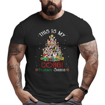 Christmas Pajama Corgi Tree Dog Xmas Dog Dad Big and Tall Men T-shirt | Mazezy