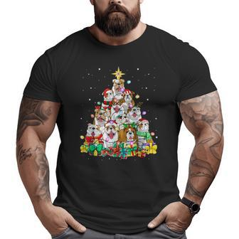 Christmas Pajama English Bulldog Tree Dog Xmas Dog Dad Big and Tall Men T-shirt | Mazezy