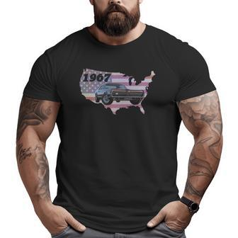 Classic 1960S American Muscle Car American Flag Big and Tall Men T-shirt | Mazezy