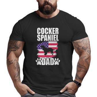 Cocker Spaniel Dad Dog Lover American Us Flag Big and Tall Men T-shirt | Mazezy