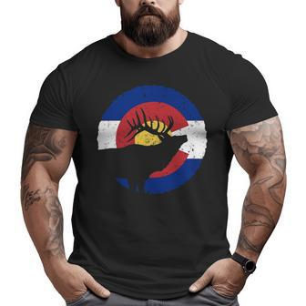Colorado Elk Hunting Co State Flag Hunter Big and Tall Men T-shirt | Mazezy