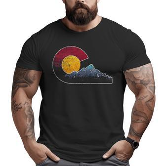 Colorado With Flag Themed Mountain Scene Big and Tall Men T-shirt | Mazezy