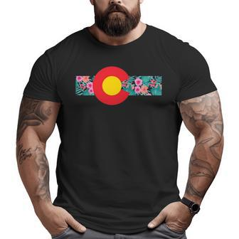 Colorado Floral Print Flag Colorful Colorado Mcma Big and Tall Men T-shirt | Mazezy