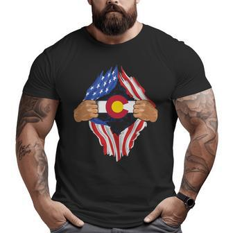 Colorado Roots Inside State Flag American Proud Big and Tall Men T-shirt | Mazezy
