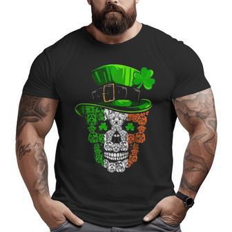 Cool St Patricks Day Maltese Dog Skull Shamrock Big and Tall Men T-shirt | Mazezy UK