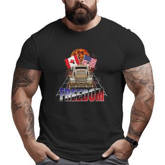 Cool Us And Canada Flag Truckers For Freedom Convoy 2022 Ver2 Big and Tall Men T-shirt | Mazezy