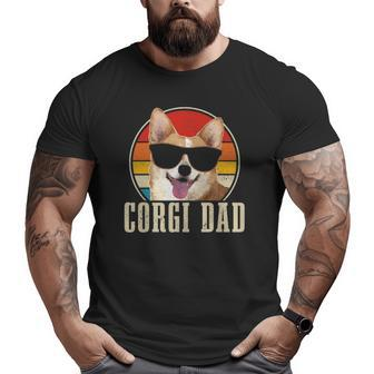 Corgi Dad Vintage Sunglasses Corgi Dog Owner Big and Tall Men T-shirt | Mazezy