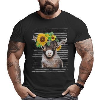 Cute Baby Goat Sunflower Vintage Retro Goat Sun Flower Big and Tall Men T-shirt | Mazezy