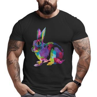 Cute Bunny Colorful Artistic Rabbit Lovers Cute Owners Big and Tall Men T-shirt | Mazezy