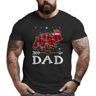 Cute Dad Bear Family Red Plaid Christmas Pajama Big and Tall Men T-shirt | Mazezy