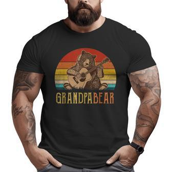 Cute Grandpa Bear Vintage Father's Day Retro Dad Guitar Big and Tall Men T-shirt | Mazezy