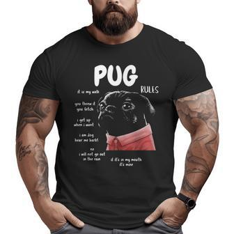 Cute Kawaii Black Pug Dog Rules Big and Tall Men T-shirt | Mazezy