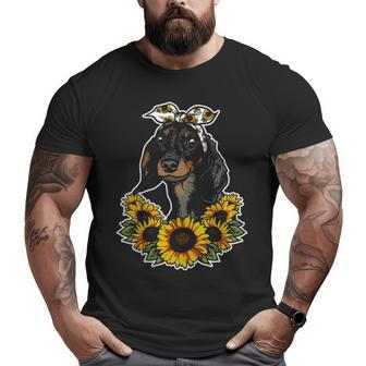 Cute Love Dog Sunflower Decor Dachshund Big and Tall Men T-shirt | Mazezy