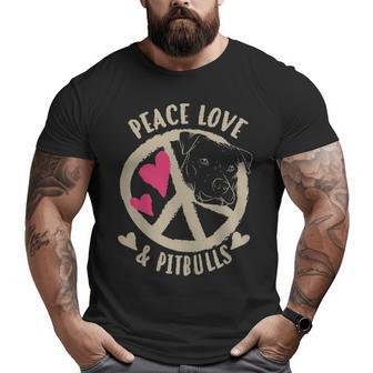 Cute Peace Love & Pitbulls Men And Women Big and Tall Men T-shirt | Mazezy