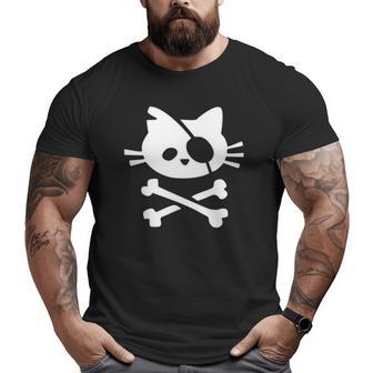 Cute Pirate Cat Pirate Flag Pirate Kitten Big and Tall Men T-shirt | Mazezy