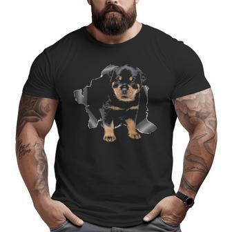 Cute Rottweiler Torn Cloth Rottweiler Lover Dog Owner Puppy Big and Tall Men T-shirt | Mazezy
