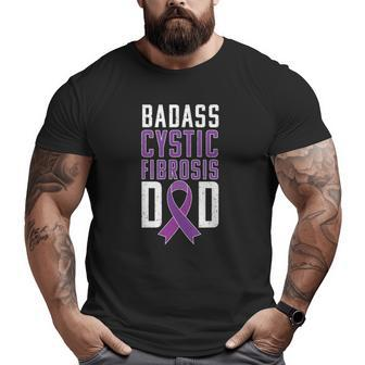 Cystic Fibrosis Awareness Cf Dad Purple Ribbon Tee Big and Tall Men T-shirt | Mazezy UK