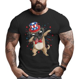 Dabbing Pug 4Th Of July Usa American Flag Big and Tall Men T-shirt | Mazezy
