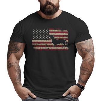 Dachshund America Flag Patriotic Weiner Dog Big and Tall Men T-shirt | Mazezy